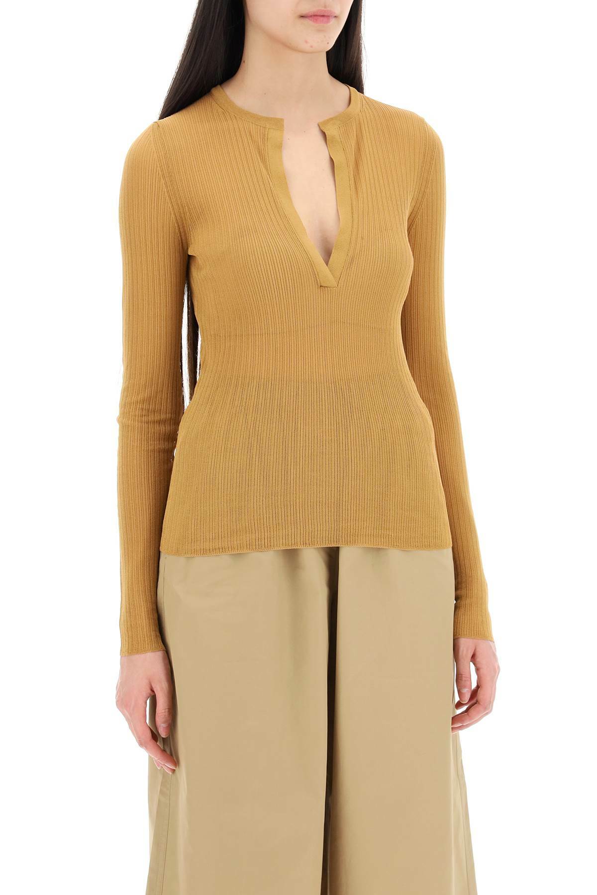 MAX MARA long-sleeved ribbed knit top for men Brown