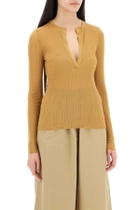 MAX MARA long-sleeved ribbed knit top for men Brown
