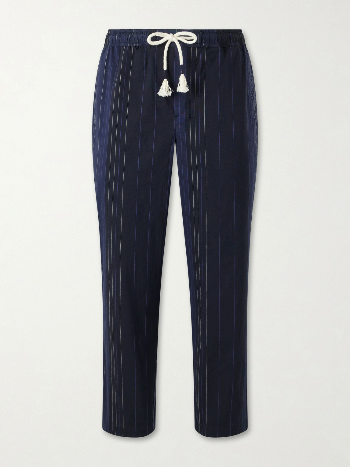 Orlebar Brown - Sonoran Velo Straight-Leg Striped Cotton Drawstring Trousers - Blue