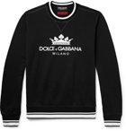 Dolce & Gabbana - Logo-Print Loopback Cotton-Blend Jersey Sweatshirt - Black