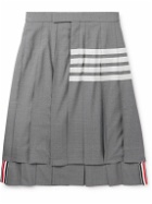 Thom Browne - Pleated Striped Wool Skirt - Gray