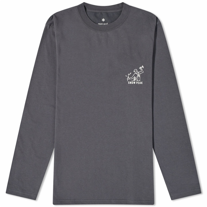 Photo: Snow Peak Men's Long Sleeve Foam Print T-Shirt in Charcoal