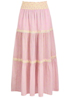 Loveshackfancy Phia Floral-print Tiered Cotton Maxi Skirt Pink