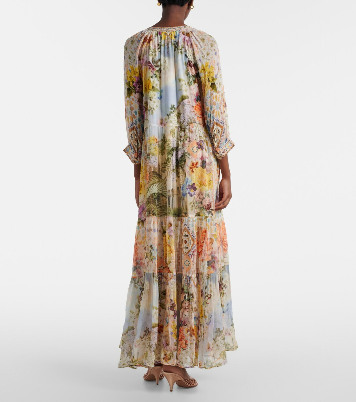 Camilla Embellished printed silk maxi dress