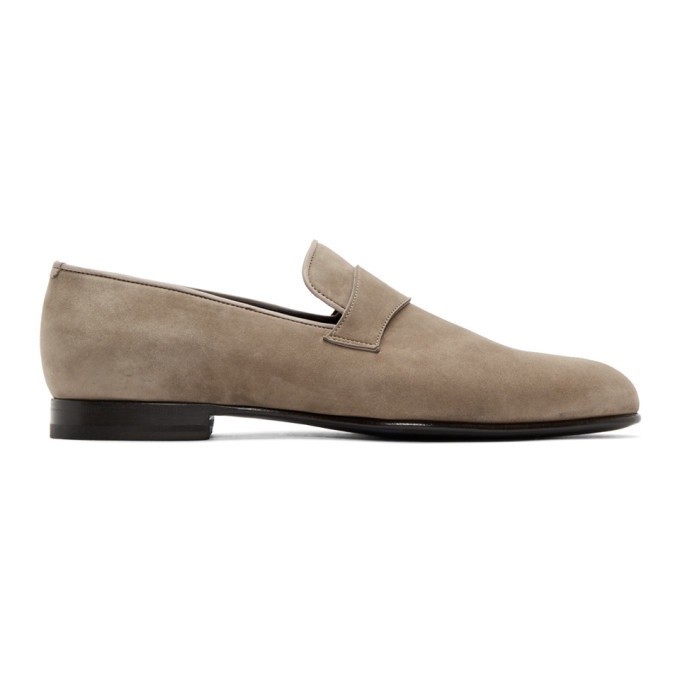 Photo: Brioni Taupe Suede Penny Loafers