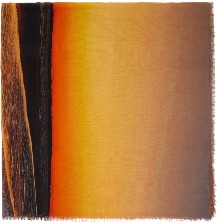 Louisa Ballou Orange & Yellow Printed Scarf