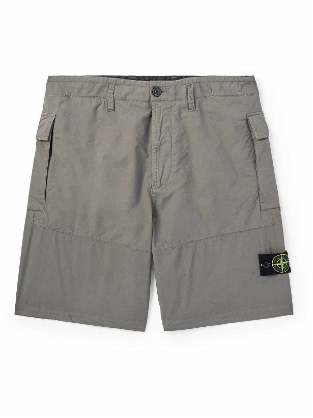 Photo: Stone Island - Straight-Leg Logo-Appliquéd Stretch-Cotton Bermuda Shorts - Gray