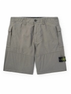 Stone Island - Straight-Leg Logo-Appliquéd Stretch-Cotton Bermuda Shorts - Gray