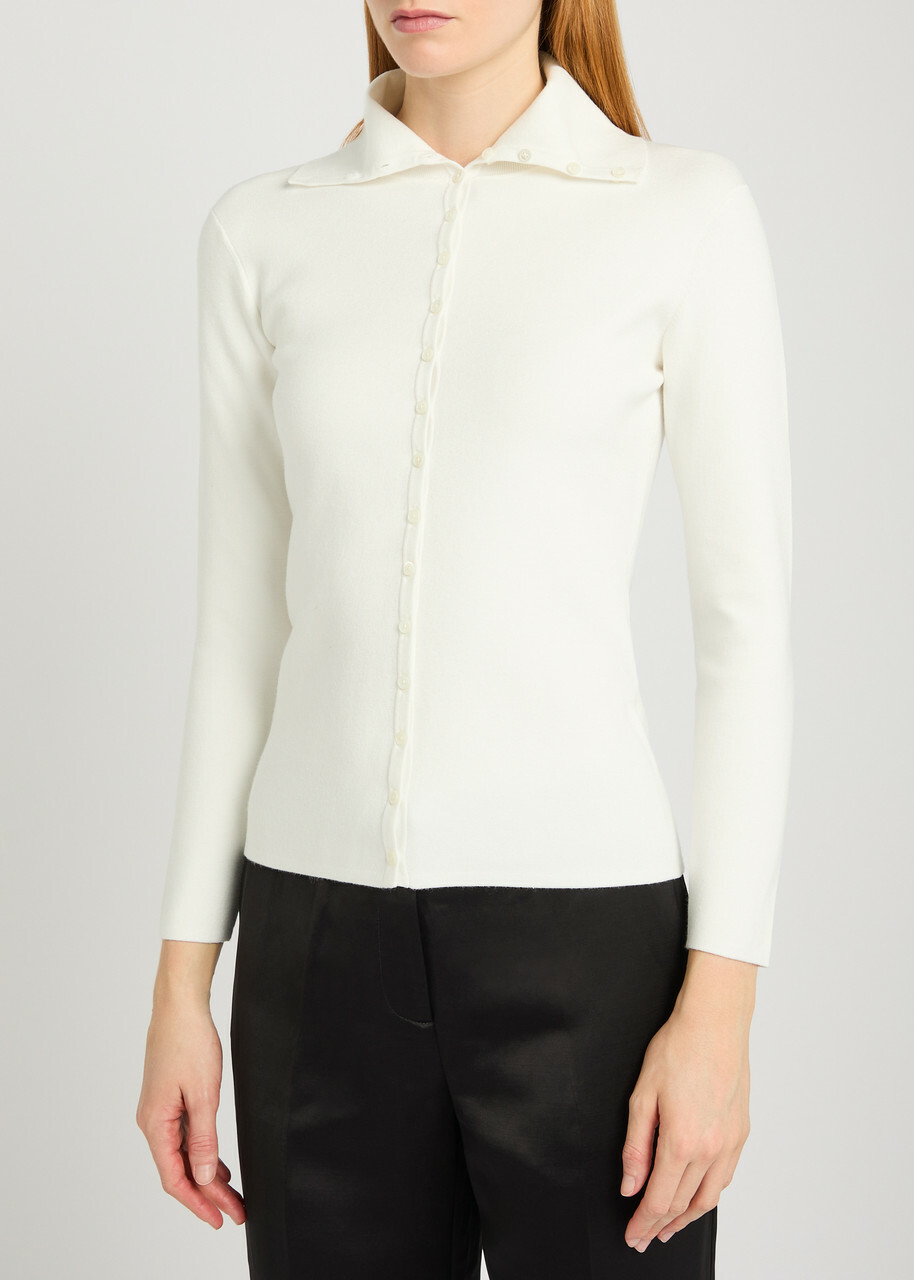 Toteme Polo Fine-knit Cardigan Off White