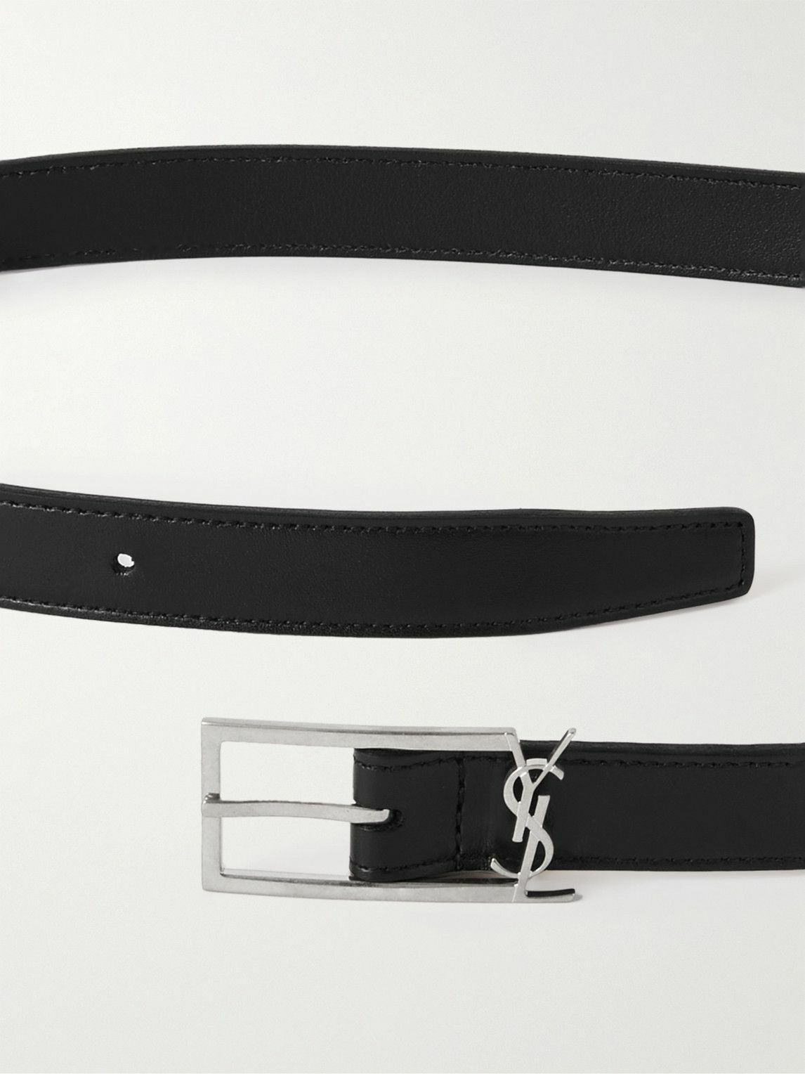 SAINT LAURENT - 2cm Logo-Embellished Leather Belt - Unknown Saint
