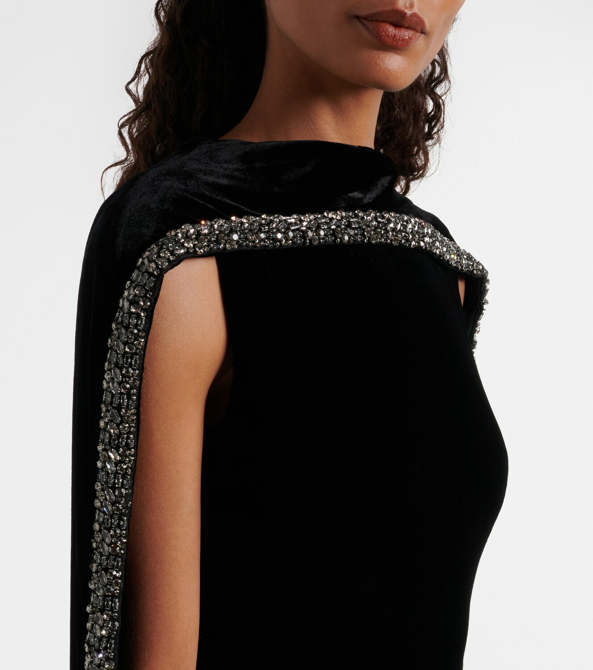 Roland Mouret Caped embellished velvet gown