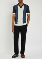 Raith Campi Colour Block Fine-knit Polo Shirt Navy