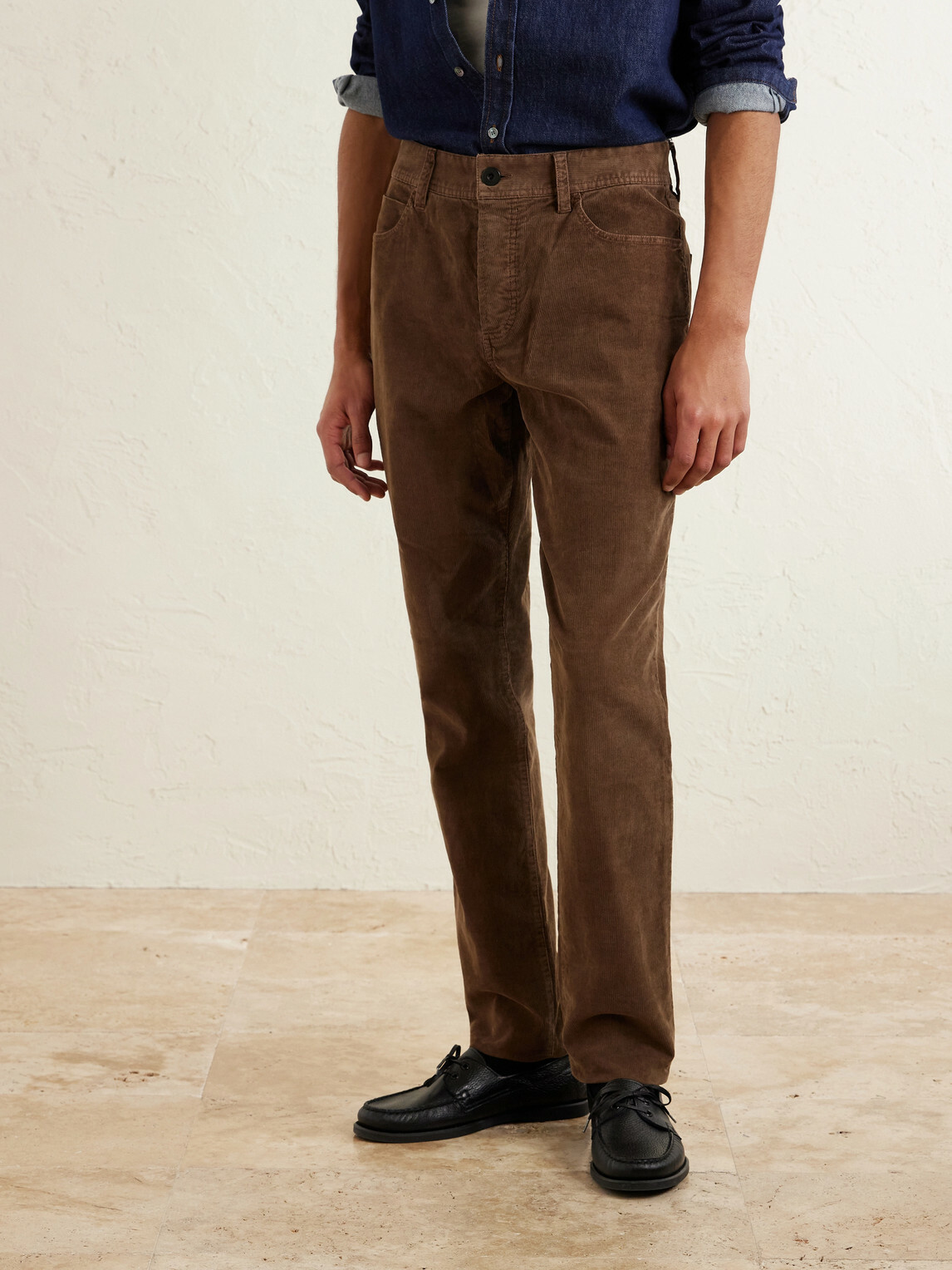 James Perse - Slim-Fit Straight-Leg Cotton-Blend Corduroy Trousers - Brown