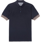 Brunello Cucinelli - Slim-Fit Contrast-Trimmed Cotton-Piqué Polo Shirt - Men - Midnight blue