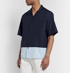 Barena - Camp-Collar Colour-Block Cotton-Poplin Shirt - Blue