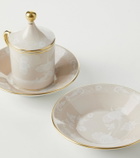 Ginori 1735 Oriente Italiano set of 2 coffee cups, covers, and saucers