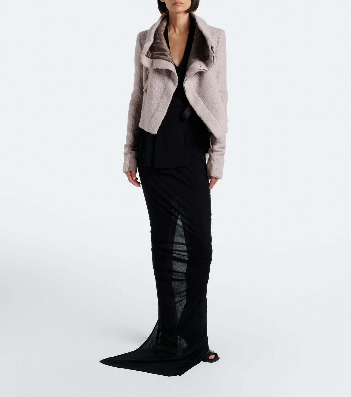 Rick Owens Asymmetric alpaca and wool-blend jacket
