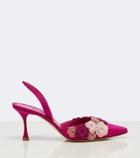 Manolo Blahnik Svemuta floral-appliqué slingback pumps