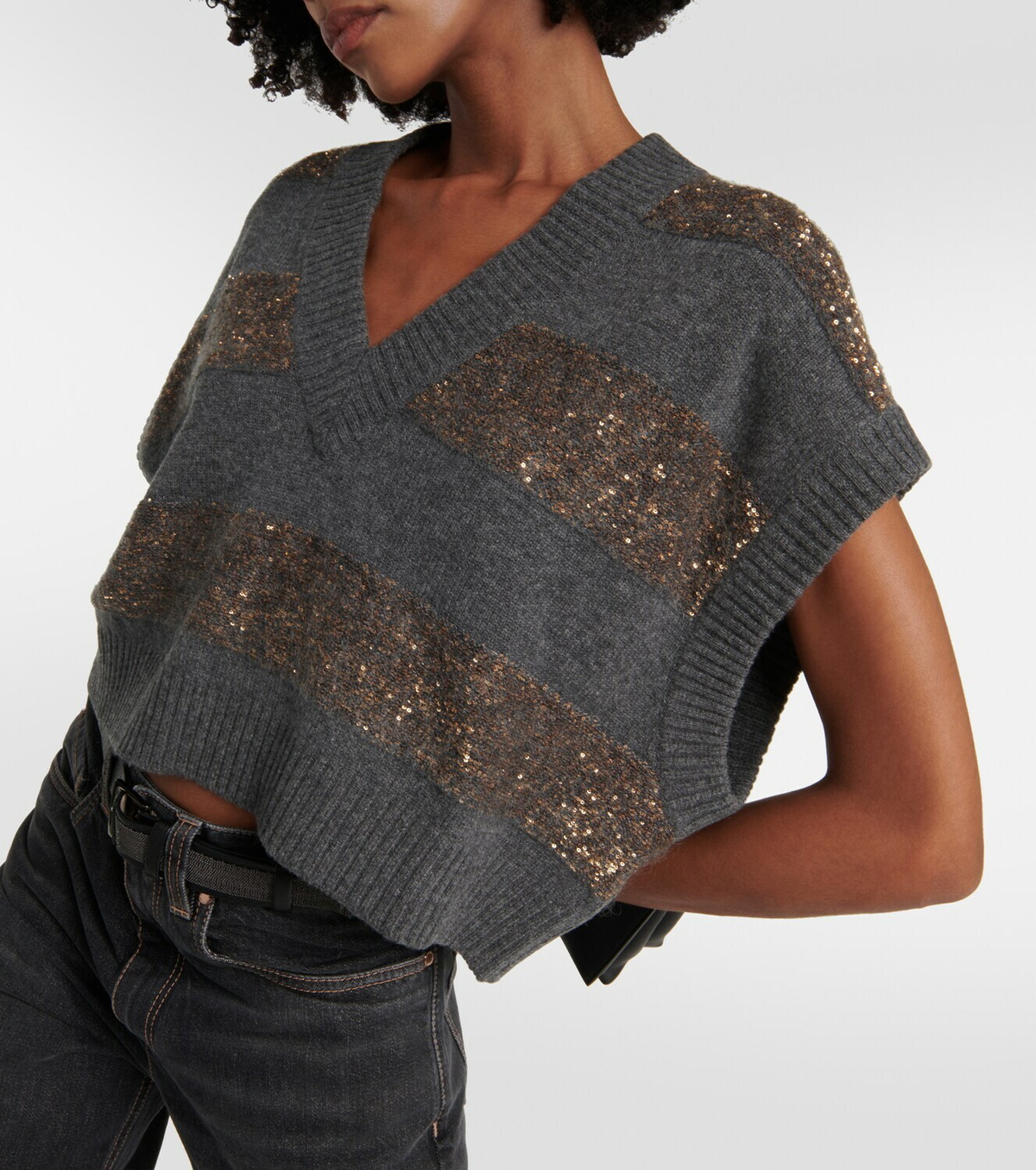 Brunello Cucinelli Wool, cashmere, and silk sweater vest