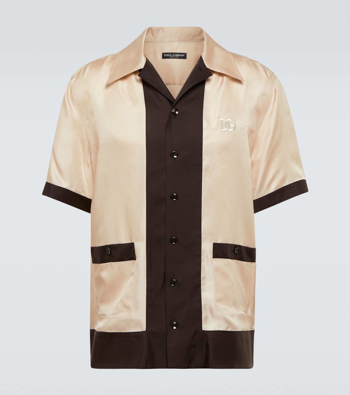 Photo: Dolce&Gabbana Logo silk twill bowling shirt