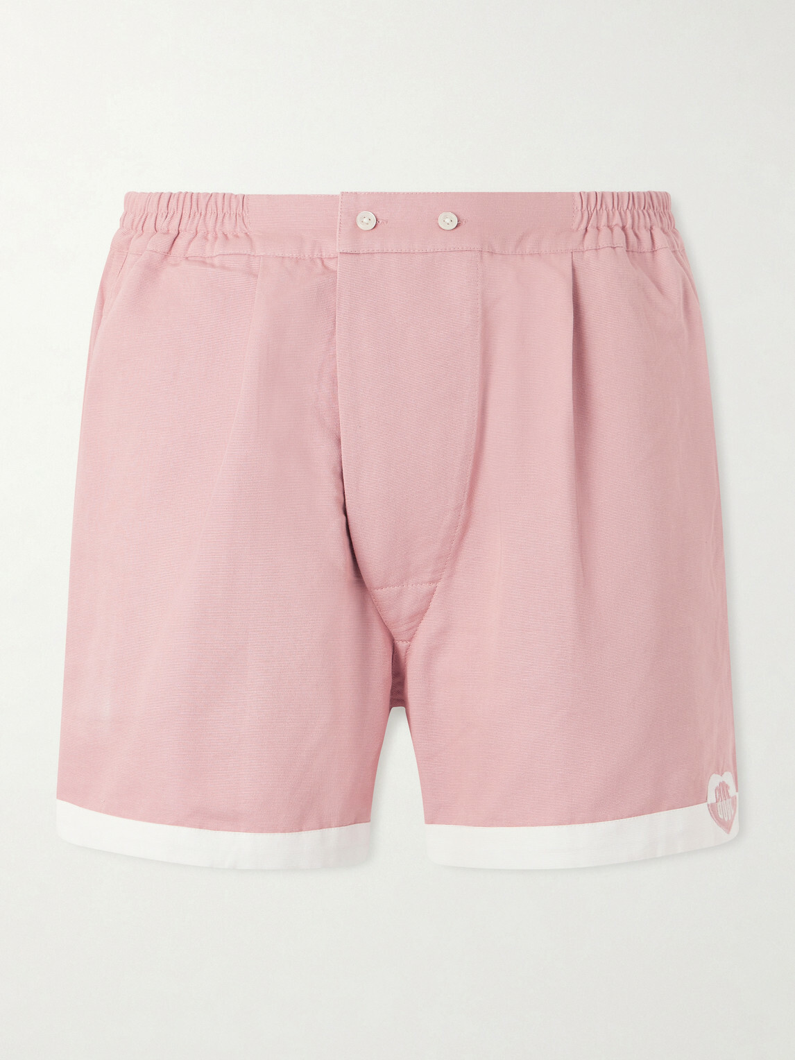 BODE - Heart Deco Straight-Leg Logo-Appliquéd Cotton-Faille Shorts - Pink