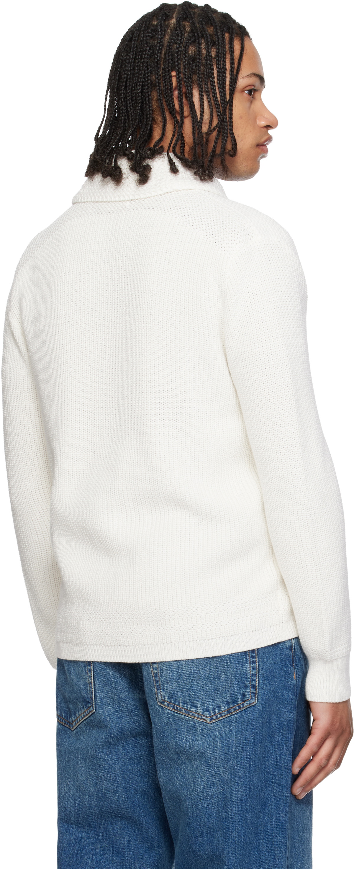 Polo Ralph Lauren Off-White Cotton Shawl-Collar Cardigan