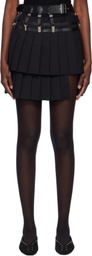 Noir Kei Ninomiya Black Wool Polyester Gabardine Miniskirt