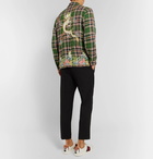 Gucci - Embroidered Checked Crinkled-Linen Shirt - Men - Green