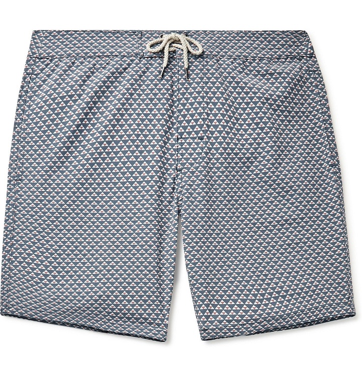 Photo: Faherty - Classic Mid-Length Printed Swim Shorts - Gray