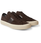 TOM FORD - Cambridge Leather-Trimmed Suede Sneakers - Brown