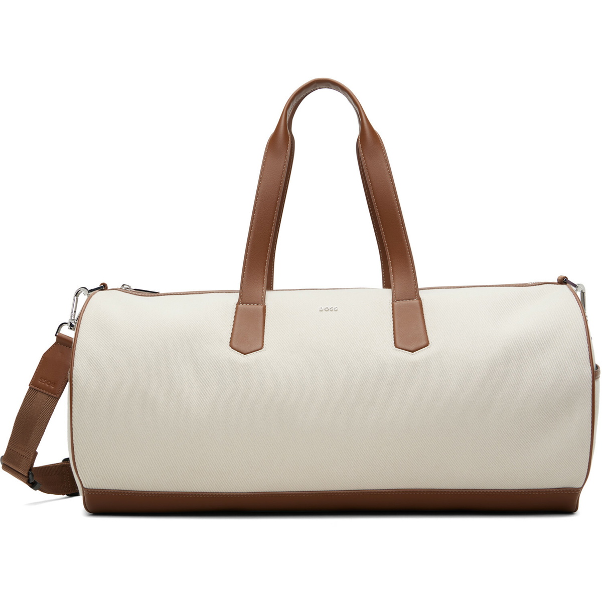 BOSS Beige & Brown Twill Duffle Bag