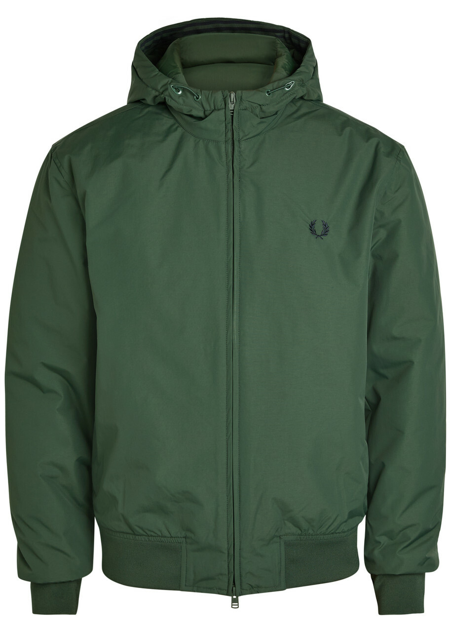 Fred Perry Logo-embroidered Hooded Shell Jacket Dark Green