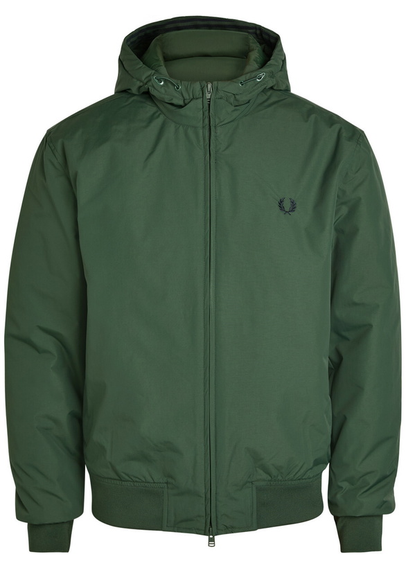 Photo: Fred Perry Logo-embroidered Hooded Shell Jacket Dark Green