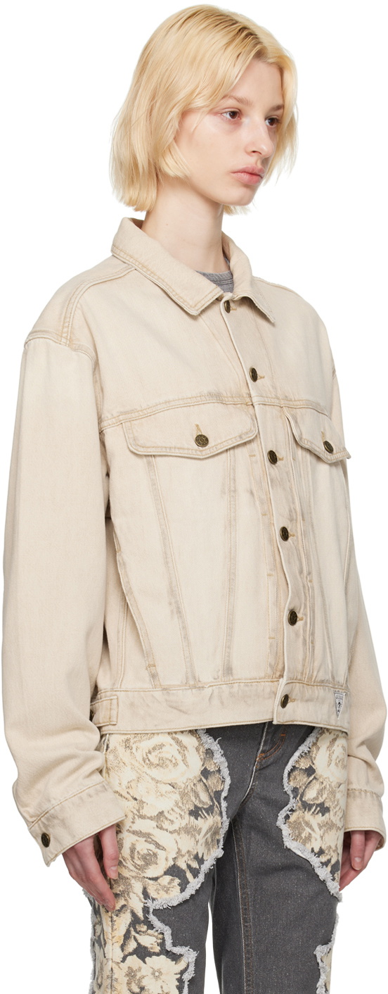 Guess Jeans U.S.A. Beige Smudged Denim Jacket