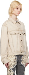 Guess Jeans U.S.A. Beige Smudged Denim Jacket