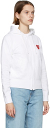 COMME des GARÇONS PLAY White Layered Heart Zip-Up Hoodie