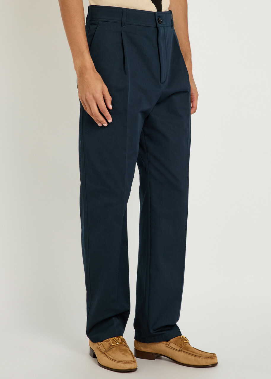Valentino Garavani Logo-embroidered Twill Chino Trousers Navy