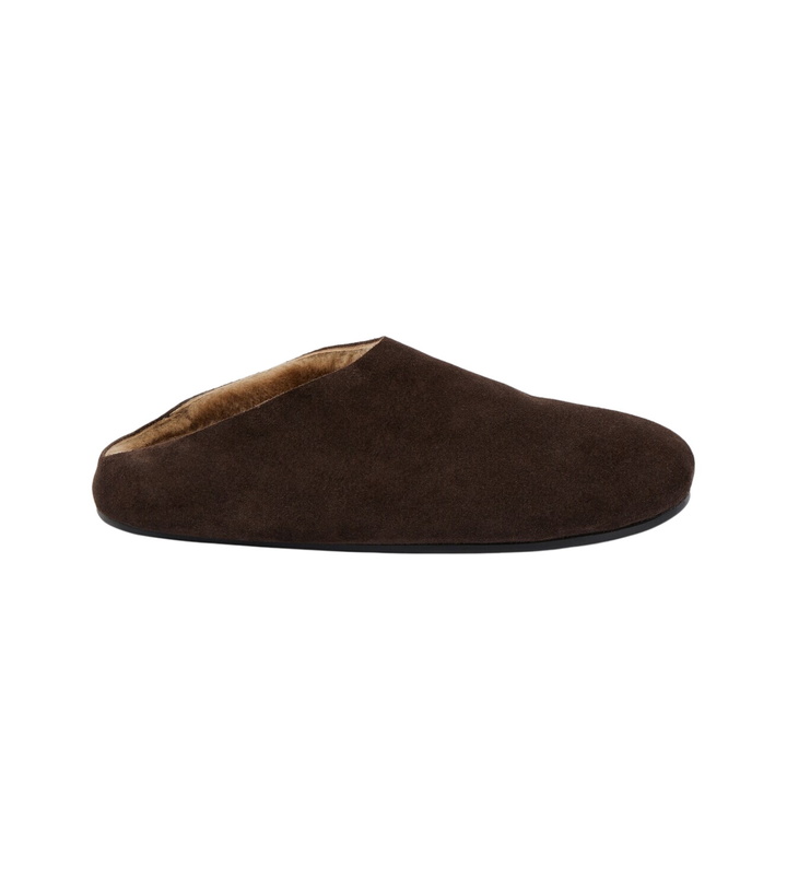 Photo: The Row Hudson shearling-lined suede mules