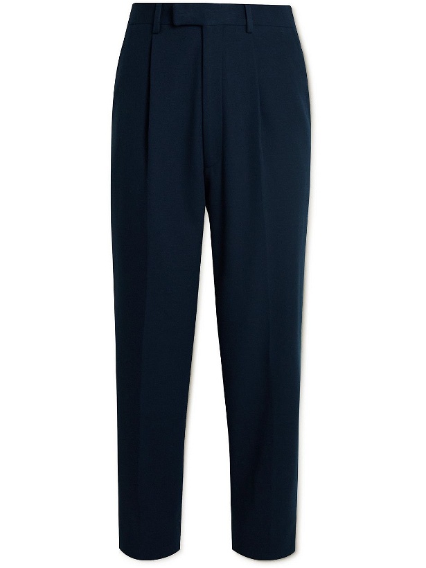 Photo: Sunspel - Casely Hayford Ezra Tapered Pleated Cotton-Blend Suit Trousers - Blue