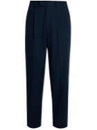 Sunspel - Casely Hayford Ezra Tapered Pleated Cotton-Blend Suit Trousers - Blue