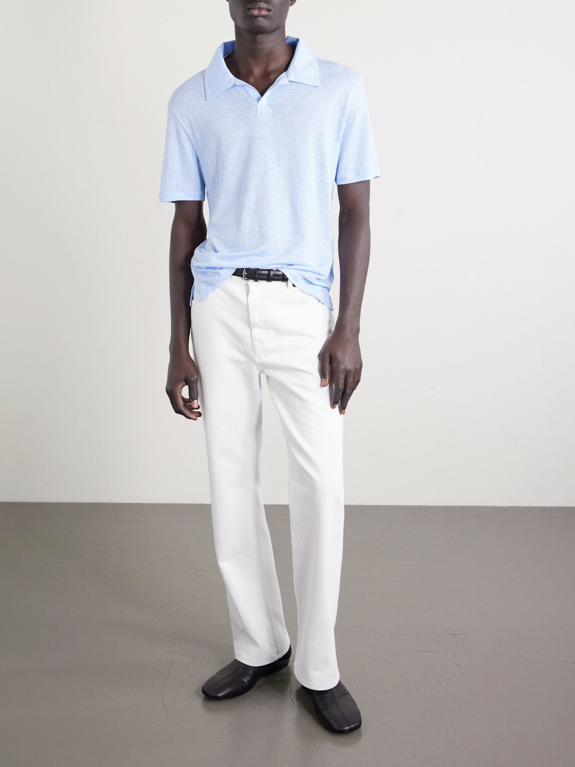 Officine Générale - Simon Linen Polo Shirt - Blue