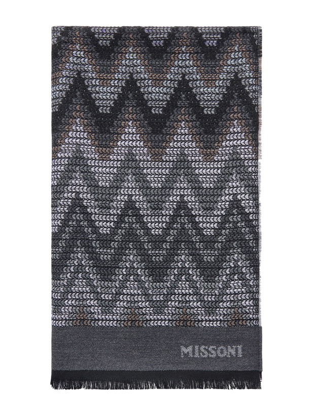 Photo: Missoni - Striped Crochet-Knit Wool Scarf - Gray