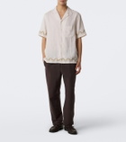 Frescobol Carioca Alves embroidered linen bowling shirt