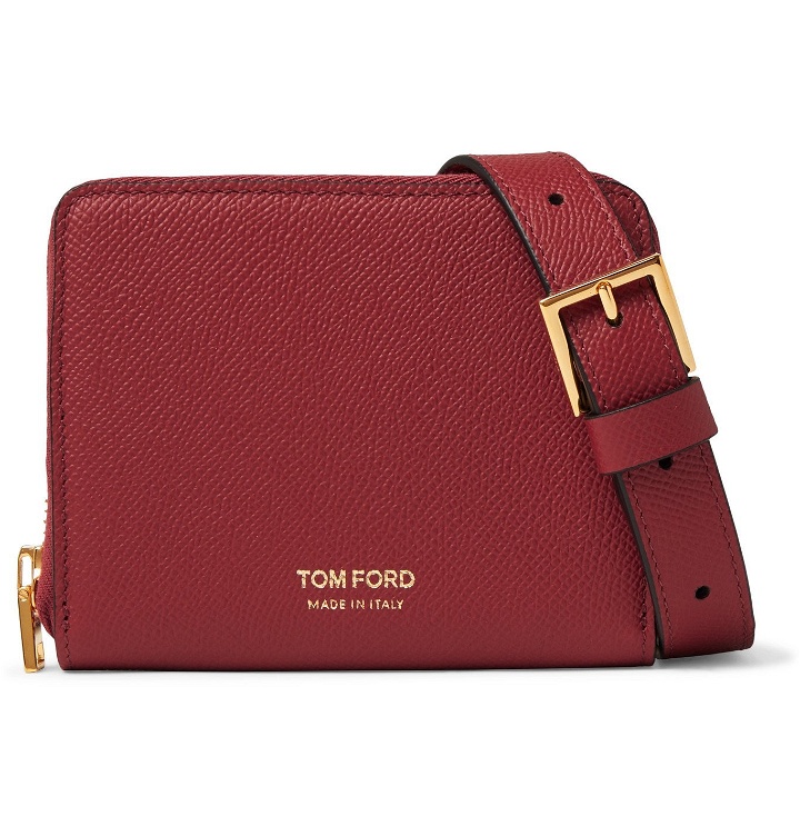 Photo: TOM FORD - Full-Grain Leather Zip-Around Wallet with Lanyard - Red