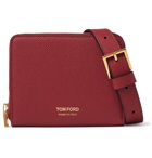 TOM FORD - Full-Grain Leather Zip-Around Wallet with Lanyard - Red