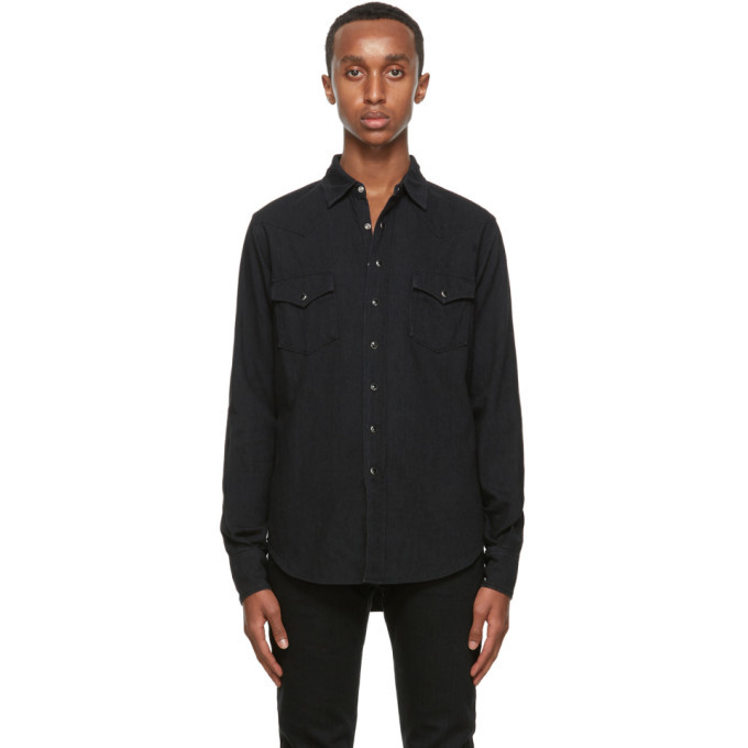 Saint Laurent Black Denim Classic Western Shirt Saint Laurent