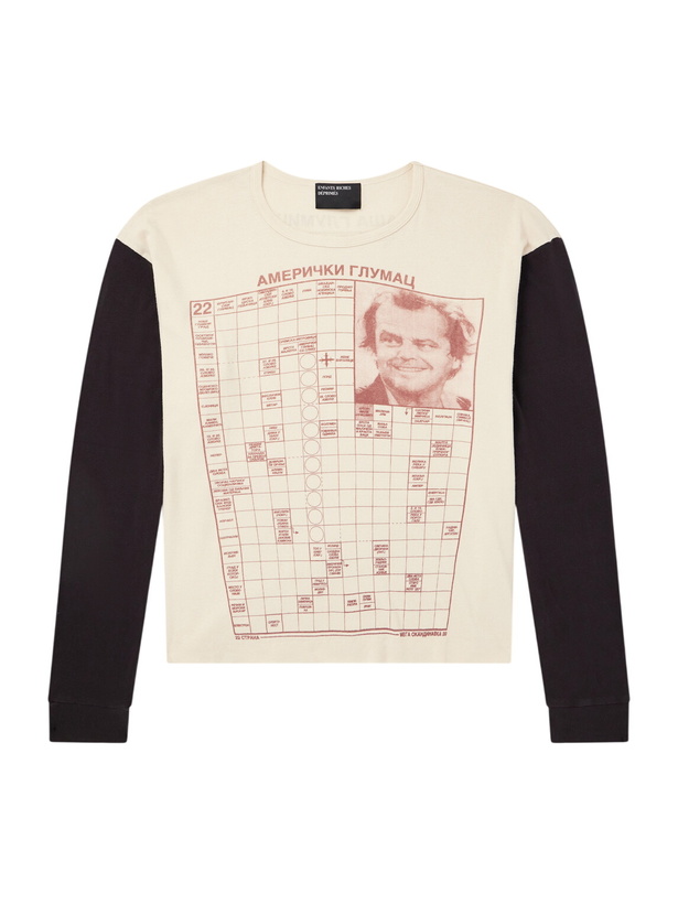 Photo: Enfants Riches Déprimés - Jack Serbian Fantasy Printed Cotton-Jersey T-Shirt - Neutrals