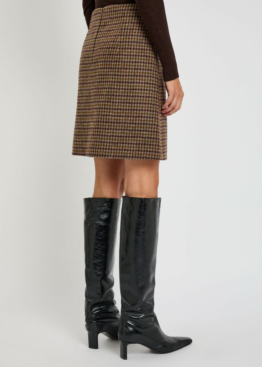 Weekend Max Mara Houndstooth Wool-blend Mini Skirt Brown
