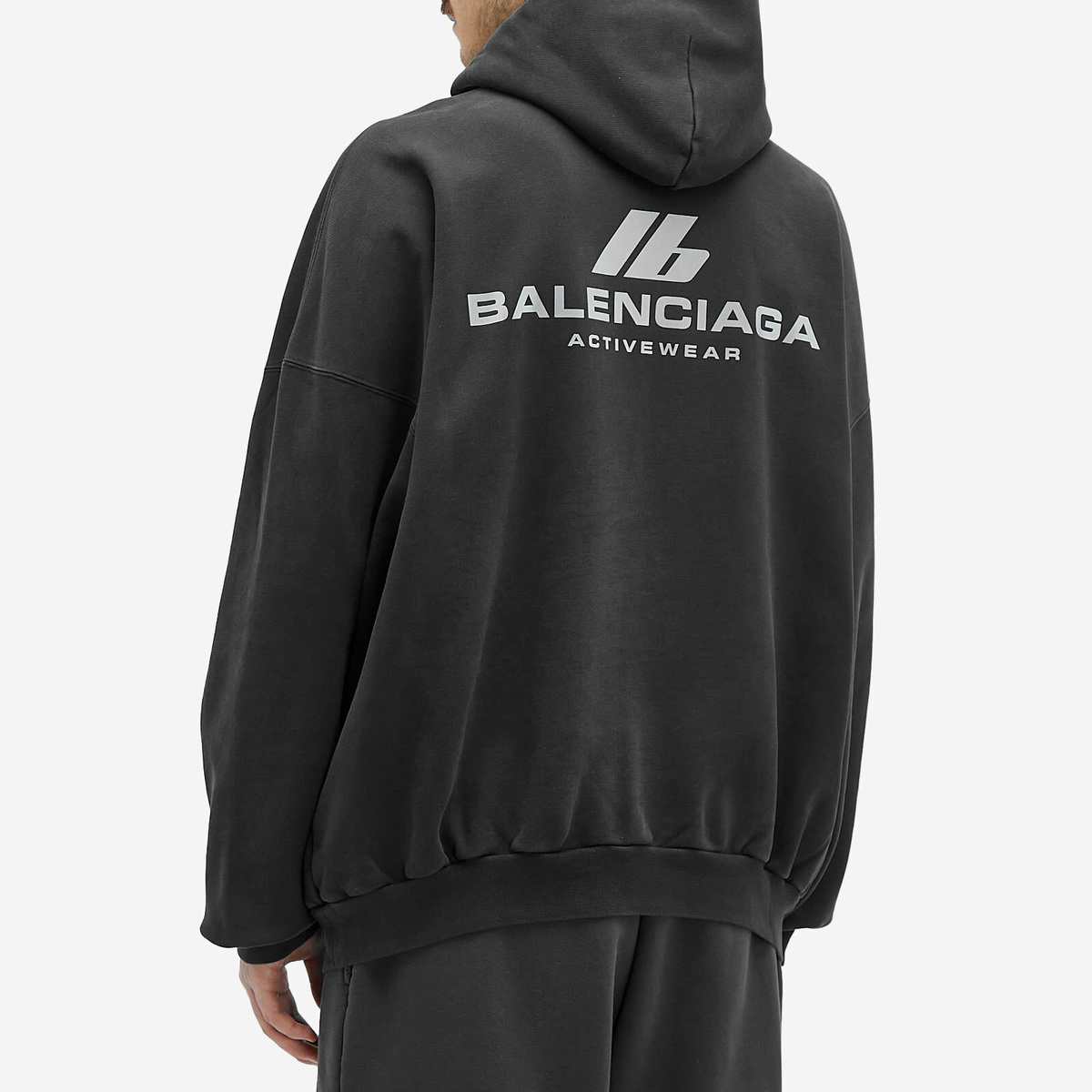 パーカー・フーディ Balenciaga Black Hoodie With Fixed Hood Balenciaga - Crypto Logo-Print Bleached Cotton-Jersey Hoodie