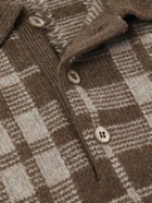 Ralph Lauren Purple label - Checked Brushed Cashmere Polo Shirt - Brown
